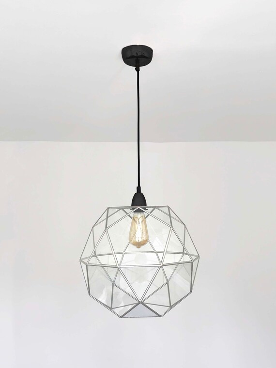 Icosidodecahedron ChandelierGeometric Glass Light PendantHandmade in England (Medium, Black) Icosidodecahedron ChandelierGeometric Glass Light PendantHandmade in England (Medium, Black)
