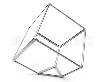 Cube Small Geometric Glass Terrarium / Handmade Planter / Indoor Gardening / Urban Garden for Air Plant, Succulent & Cactus