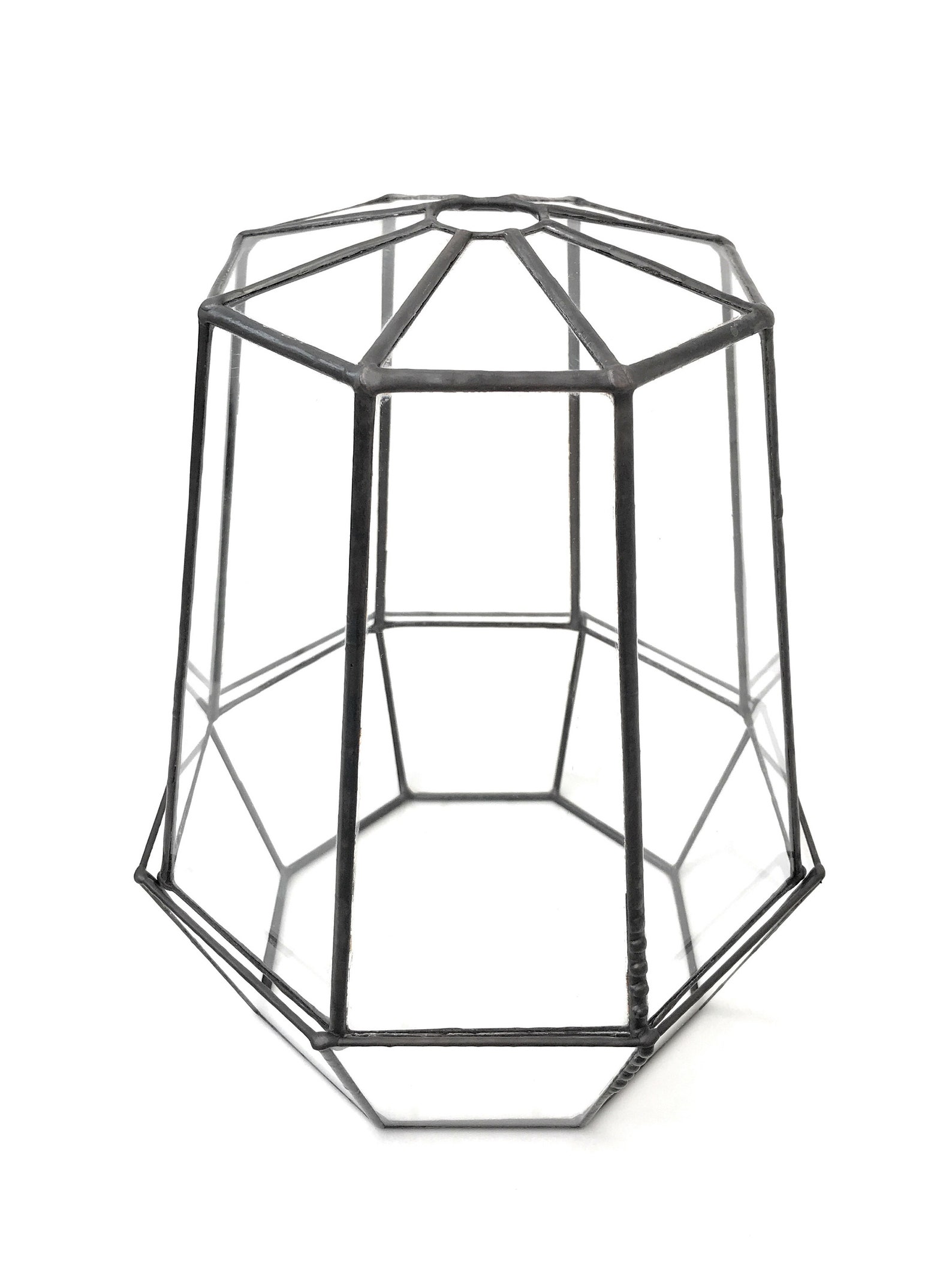 Octagon Tall Geometric Glass Terrarium / Handmade Planter / Indoor