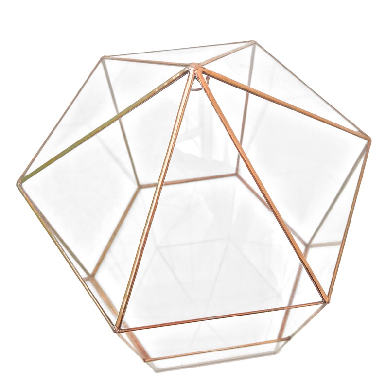 Lantern Mega Size Wedding Terrarium Rustic Copper Finish / Geometric Glass Centrepiece / Modern Planter Decoration / Handmade in England image 6