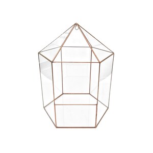 Lantern Mega Size Wedding Terrarium Rustic Copper Finish / Geometric Glass Centrepiece / Modern Planter Decoration / Handmade in England image 5
