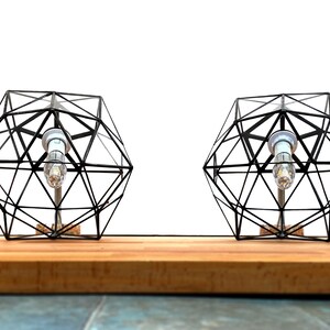 Two Lotus Wall Table Lamps / Geometric Glass Light Pendant / Shade / Lamp / Handmade in England / Luxurious / Unique Art image 8