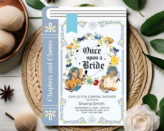 Fairytale Bridal Shower Book Card, Literary Bridal Shower Invite, Minimalist Storybook Bridal Shower Invitation, Wedding Book Theme Invite