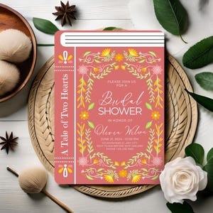 Shower nuptiale mariage fantastique, faire-part de livre, invitation de livre de douche nuptiale de rêve, carte fantaisiste, mariage de conte de fées demoiselle d'honneur pastel melon