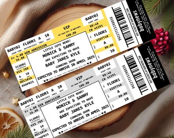 Personalized pregnancy announcement ticket, Custom concert ticket baby reveal, Unique birth announcement movie ticket, Boarding pass invite