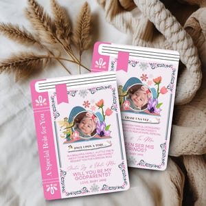Padrinos propuesta bautizo español, Linda Nina Card Padrino Propuesta para Bautismo Propuesta para Madrina, Quieren ser mis padrinos de bautizo