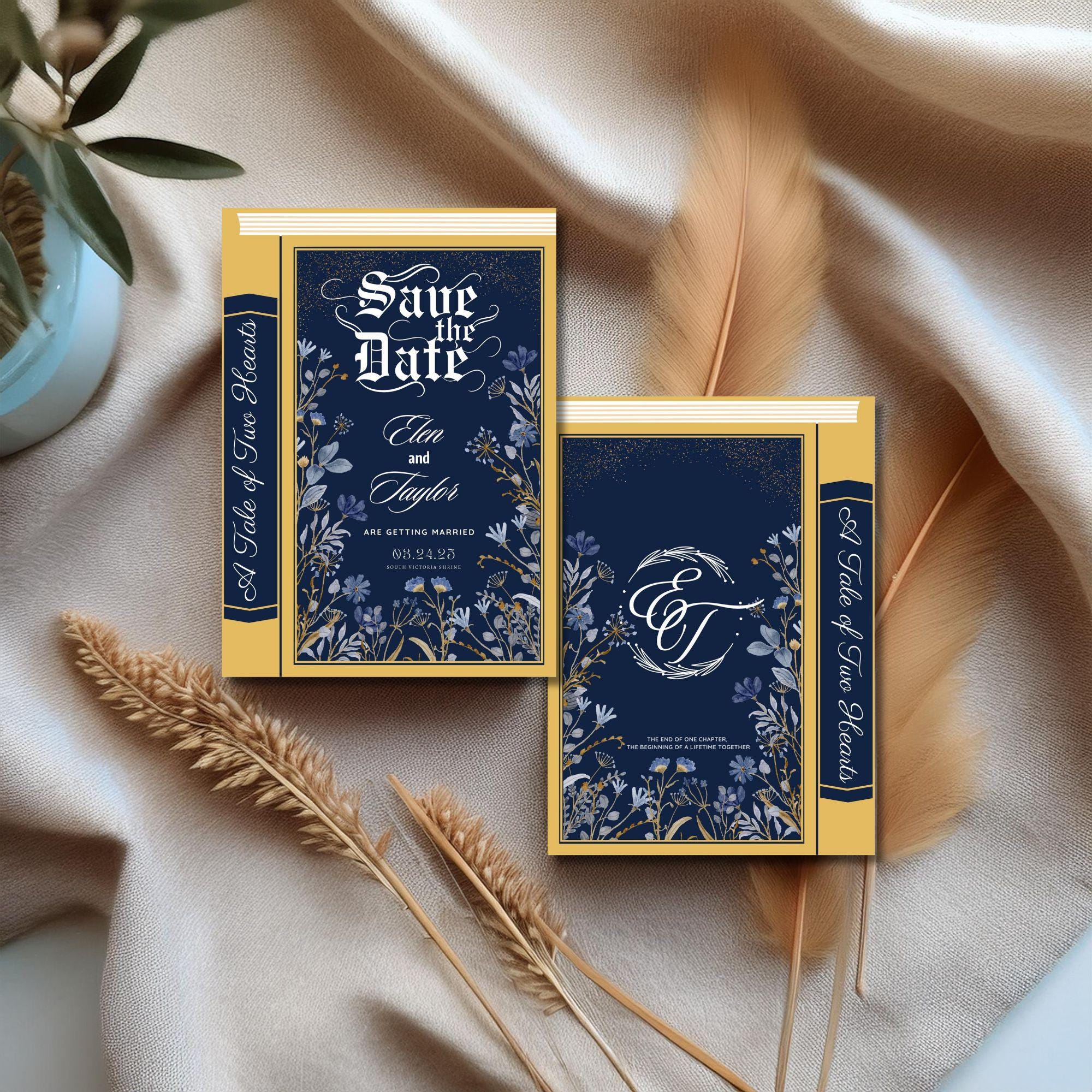 Invit Cover Book Cover Wedding Invitation, Fairytale Wedding, Literary Book Invite ...