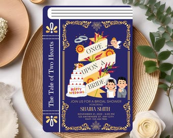 Book Wedding Invites, Book Themed Bridal Shower Invitation, Books Bridal Shower Invite, Elegant Literary Theme, Library Wedding, Literature