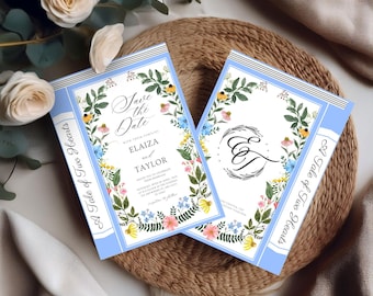 Floral Book Wedding Invitation, Enchanted Garden Wedding, Dreamy Fairytale Wedding Invite, Whimsical Once Upon a Time Invitation, Magical