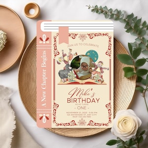 Convite de aniversário com tema de livro de fazendeiro do interior, modelo de aniversário literário, convite de aniversário para festa de livro, cartão personalizado de convite literário