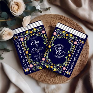 Flower Fantasy Fairytale Wedding Invite, Whimsical Book Invitation Card, Enchanted Garden Wedding Stationery, Princess Dreamy Wedding Invite