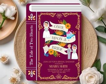 Book Themed Bridal Shower Invitation, Books Bridal Shower Invite, Elegant Literary Theme, Library Wedding, Creative Reading Invitation Card