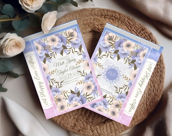 Biglietto di nozze floreale, invito di nozze da favola da sogno, invito di libri fantasy, invito di libri di nozze da principessa, cancelleria per matrimoni incantati
