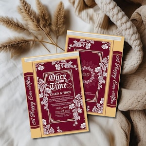 Royal Couple Wedding Book Invite, Whimsical Wedding Card, Dreamy Fairytale Wedding Invitation, Fantasy Book Invite, Princess Book Themed