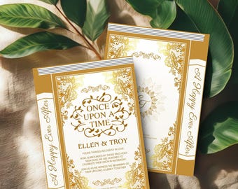 Once Upon a Wedding Card, Fairy Tale Wedding Invite, Dreamy Romance Stationery, Royal Gold Wedding Invitation, Enchanted Wedding Invitation