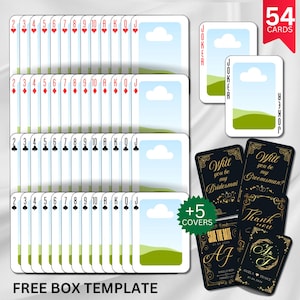Mazzo di carte da gioco personalizzato con scatola, carte da poker per matrimonio, alternativa all'album fotografico personalizzato, bomboniere uniche per feste di famiglia, modificabili tramite Canva