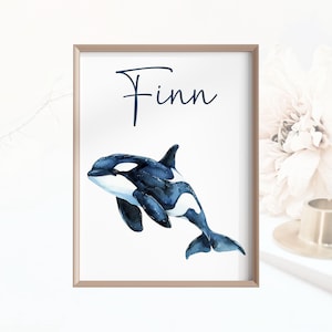 Póster personalizado Póster infantil Mar Descarga digital Nombre habitación infantil Animal marino