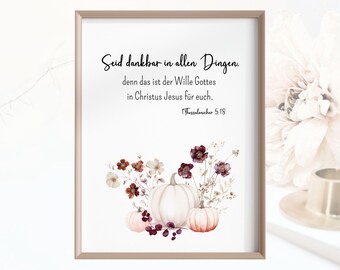Christian Poster PNG, PDF Digital Download Bible Verses, Be thankful in all things