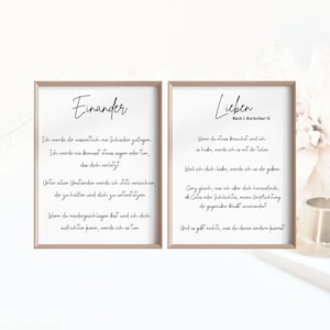 Christliche Familienregeln nach 1. Korinther 13 - Einander lieben - Set aus 2 Postern