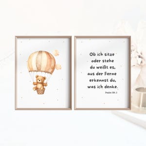 Christliche Poster Kinderposter Bär Digitaler Download Bibelvers Psalm 139,2 Set aus 2 Postern Bundle