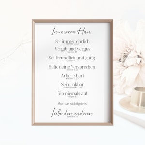 Christliche Poster | Christliche Hausregeln | Hausordnung | Familie | Bibelvers | Wanddeko IN UNSEREM HAUS | Familienregel | Familienordnung