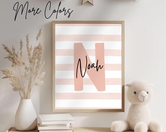 Personalized Initial Name Nursery Print, Custom Monogram (Digital Download)