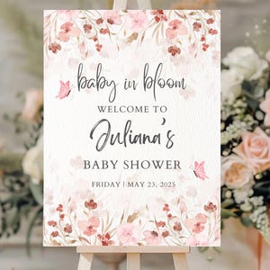 Baby in bloom welcome sign baby in bloom Baby Shower Editable Baby Shower Welcome sign Template Boho Wildflower Baby Shower Sign