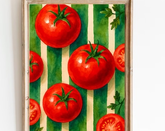 Rustic Tomato Kitchen Art Print, Vintage Farmhouse Vegetable Poster (Digital Print PNG)