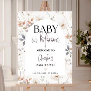 Baby in bloom welcome sign baby in bloom Baby Shower Editable Baby Shower Welcome sign Template Boho Wildflower Baby Shower Sign