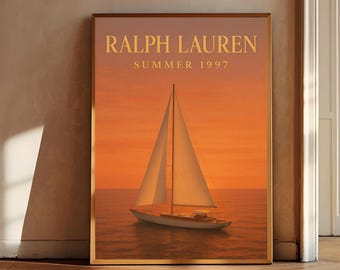 Impression d'art de voilier inspiré de Ralph Lauren, décoration d'intérieur nautique (téléchargement numérique)