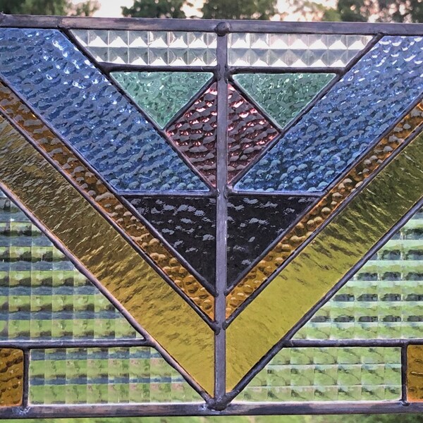 Craftsman Style Colorful Window Panel With Chevrons