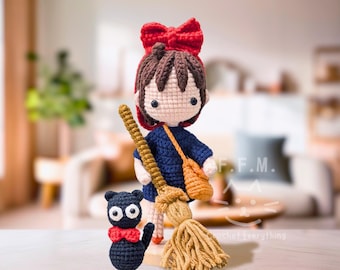 Crochet Kiki's Delivery Service Jiji Inspired Tapestry/wall
