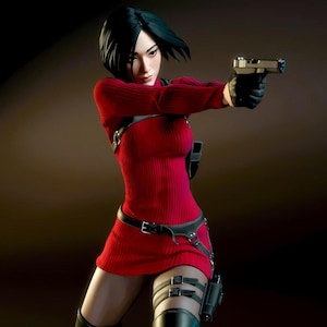 Ada Wong Resident Evil Fanart - Shooting Sculptures - 3D Printing STL File