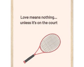 Póster de tenis divertido: póster de papel mate de primera calidad con marco de madera