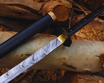 Hand Forged Damascus Steel Tanto Sword | Samurai Ninja Cosplay
