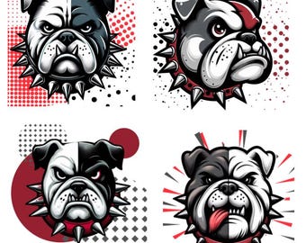 Bulldog PNG: Diseño de sublimación de collar con púas (descarga digital)