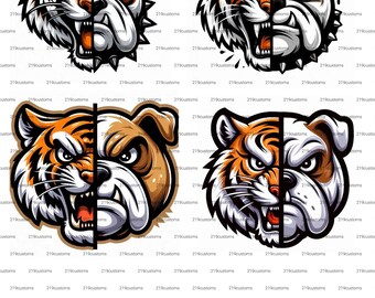 Mascota de bulldog tigre feroz PNG: Clipart de equipo deportivo (Descarga digital)