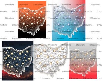 Luces de equipos deportivos de Ohio PNG / Contorno del estado, colores de los equipos (Descarga digital)