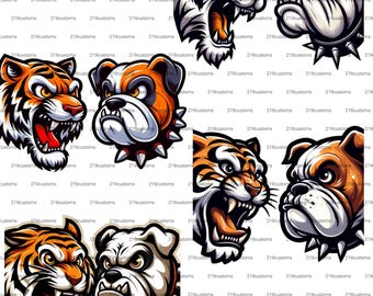 Mascota de bulldog tigre feroz PNG: Clipart de equipo deportivo (Descarga digital)