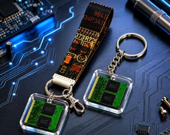 Upcycled RAM Chip Keychain, Bag Charm – Resin Tech Accessory for Geeks & Gamers