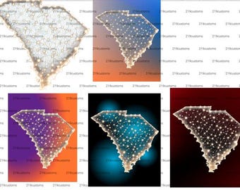 Paquete de imágenes PNG de luces de equipos deportivos de Carolina del Sur / Contorno de SC (Descarga digital)