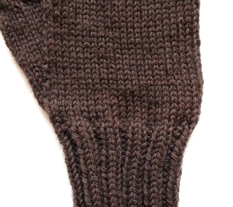knitted gloves Fingerless Gloves size ML Handknit Gloves Brown Texting Gloves for Men and Teen Boys wool gloves mitts Hand Warmers