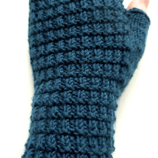 Handknit Fingerless Gloves, for Women and Teen Girls, Texting Gloves, Hand Warmers, blue green gloves, merino wool, winter gloves