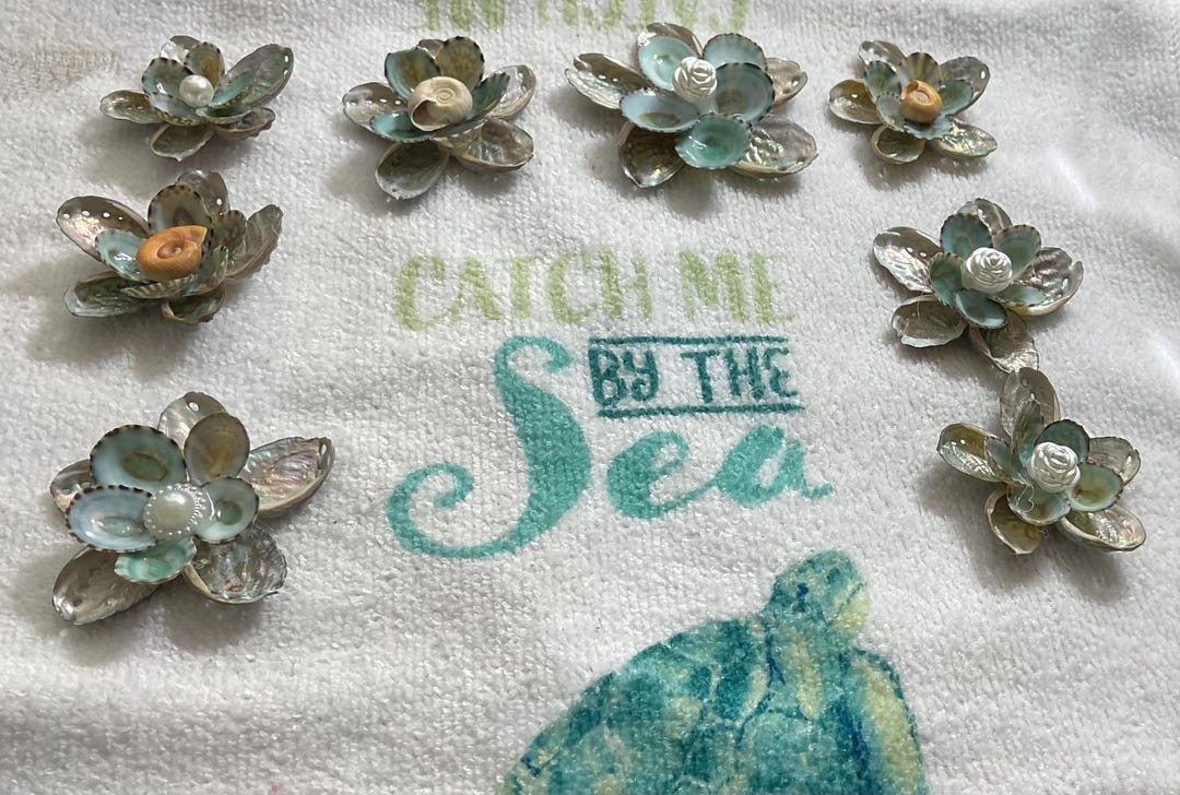 Seashell Flowers: Blue Limpet & Abalone Shell Arrangement - Etsy