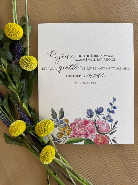 Philippians 4:4-5 Scripture Print • Watercolor Florals, Christian Art