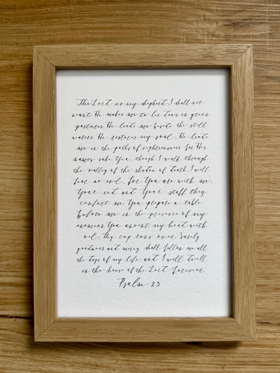 5x7" Psalm 23 Italian Paper Scripture Print in Calligraphy