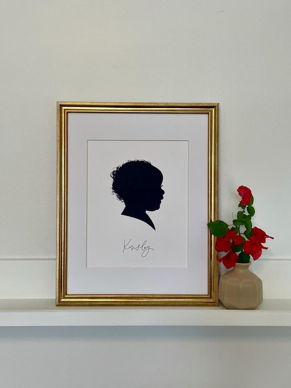 Hand Drawn Child Silhouette Portrait: Custom Art Print on Italian Paper