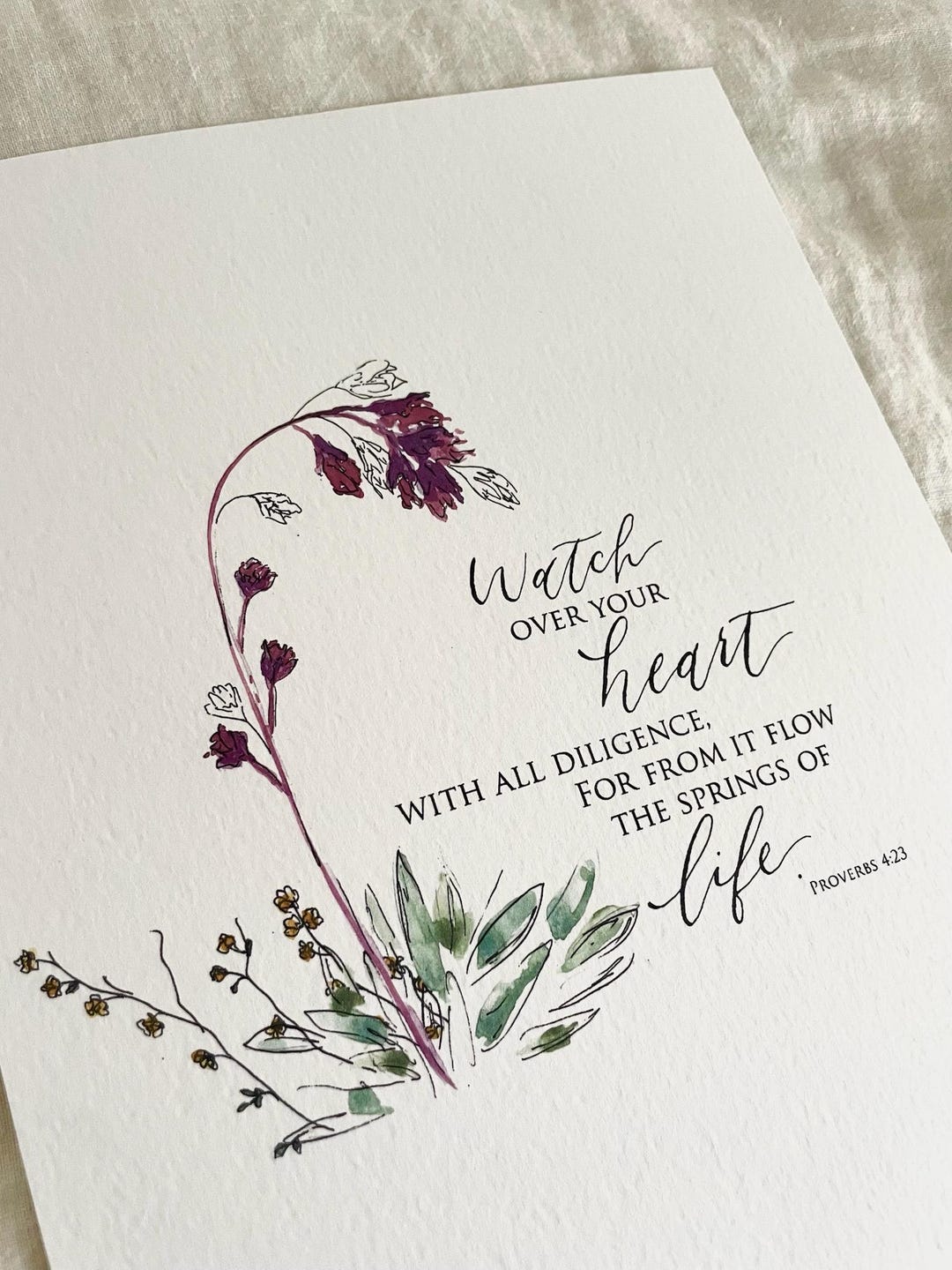 John 8:36 Italian Paper Scripture Print With Florals• Watercolor ...