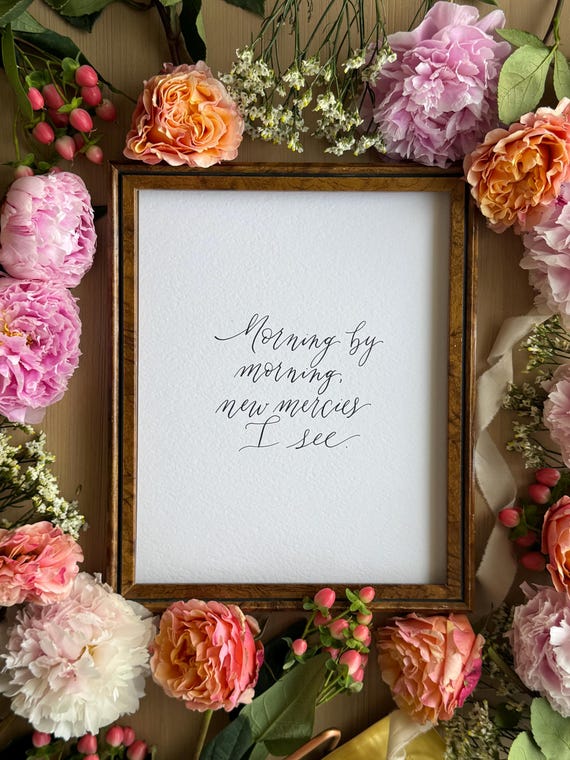 Morning by Morning Hymn Print: Caigraphy on Italian Paper Christian Art