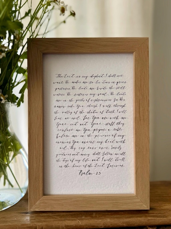 4x6" Psalm 23 Italian Paper Scripture Print in Calligraphy